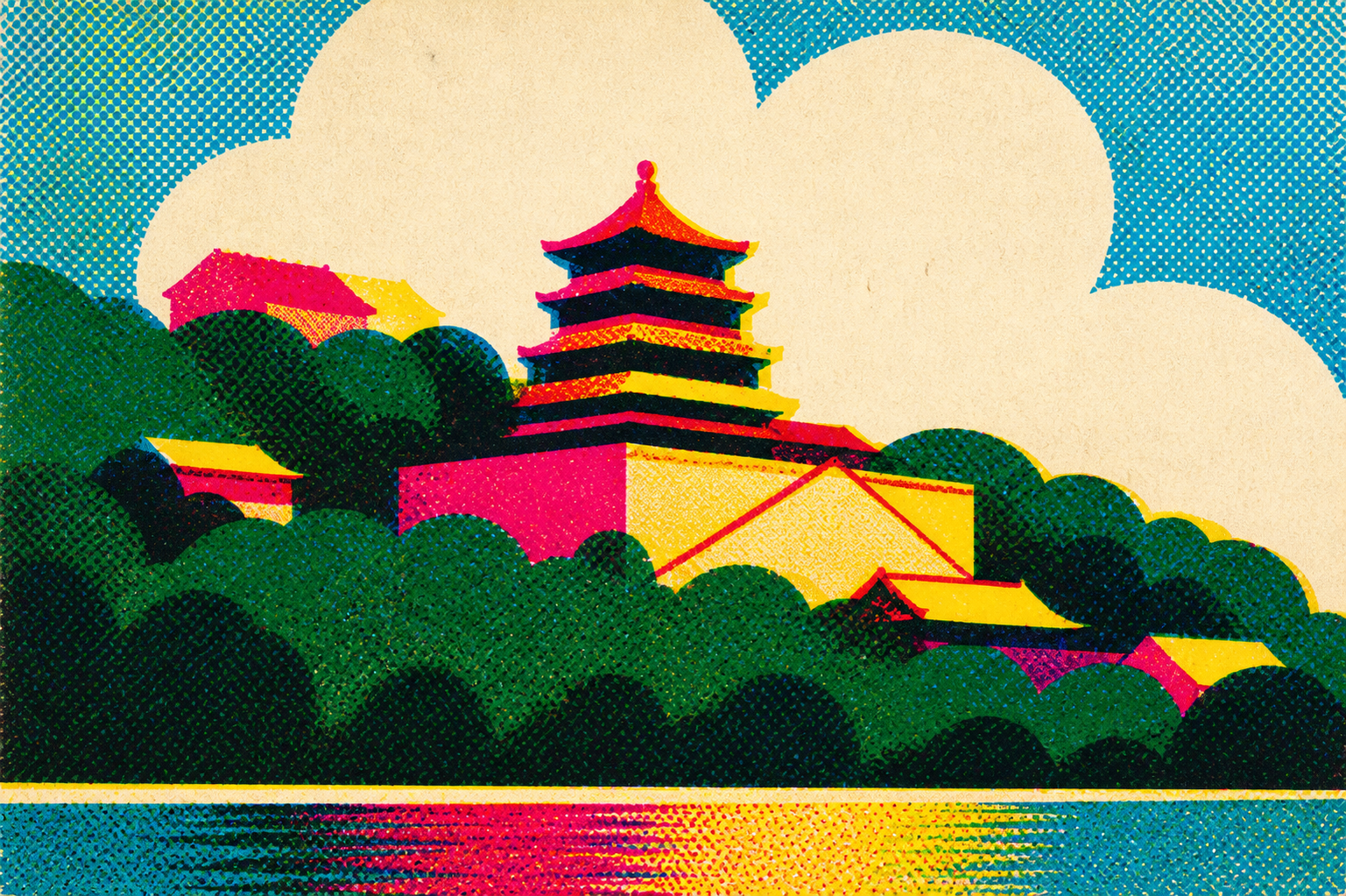 CMYK 网点风格的宫殿案例图